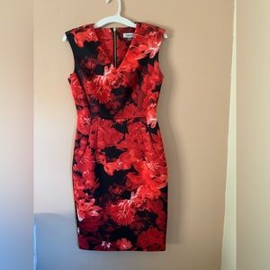 Red Floral Calvin Klein Dress
